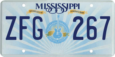 MS license plate ZFG267