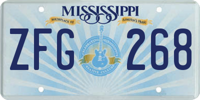 MS license plate ZFG268