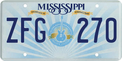 MS license plate ZFG270