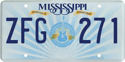 MS license plate ZFG271