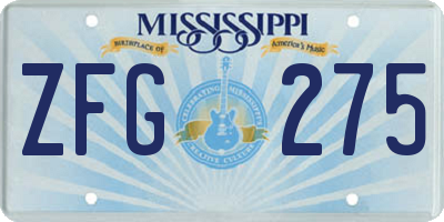 MS license plate ZFG275