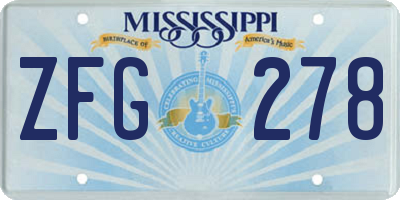 MS license plate ZFG278