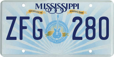 MS license plate ZFG280