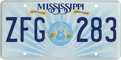 MS license plate ZFG283