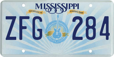 MS license plate ZFG284