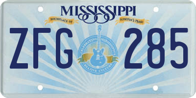 MS license plate ZFG285