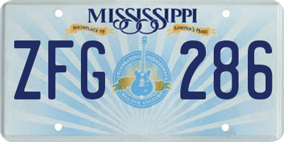 MS license plate ZFG286