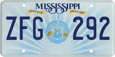 MS license plate ZFG292