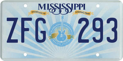 MS license plate ZFG293