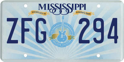 MS license plate ZFG294
