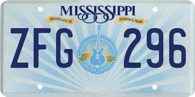 MS license plate ZFG296