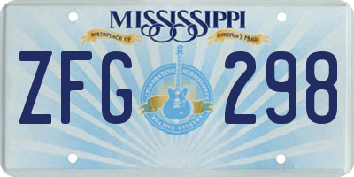 MS license plate ZFG298