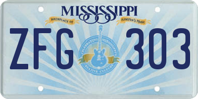 MS license plate ZFG303