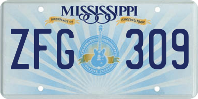 MS license plate ZFG309