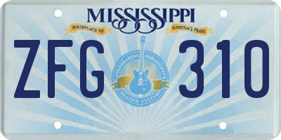 MS license plate ZFG310