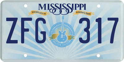 MS license plate ZFG317