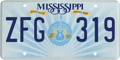 MS license plate ZFG319