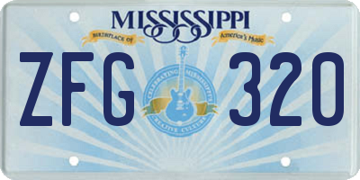 MS license plate ZFG320