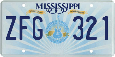 MS license plate ZFG321