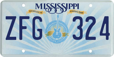 MS license plate ZFG324
