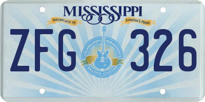 MS license plate ZFG326