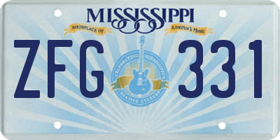 MS license plate ZFG331