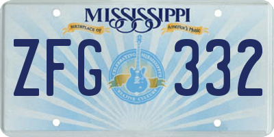 MS license plate ZFG332