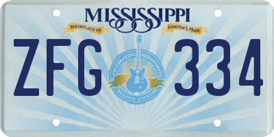 MS license plate ZFG334