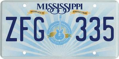 MS license plate ZFG335