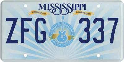 MS license plate ZFG337
