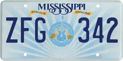 MS license plate ZFG342