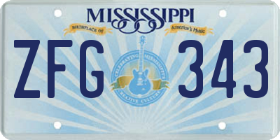 MS license plate ZFG343