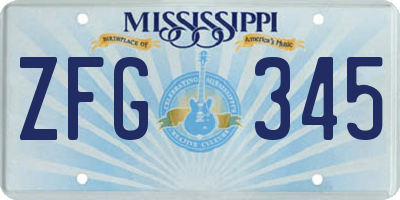 MS license plate ZFG345
