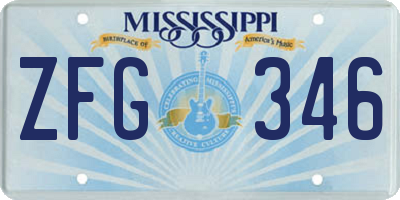 MS license plate ZFG346