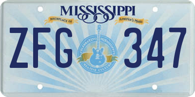MS license plate ZFG347