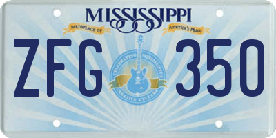 MS license plate ZFG350