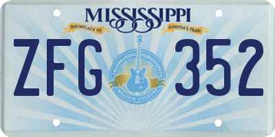 MS license plate ZFG352