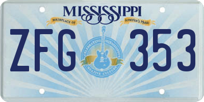 MS license plate ZFG353