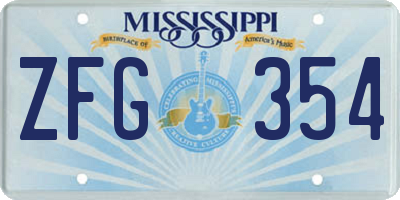 MS license plate ZFG354