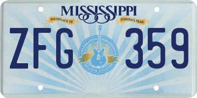 MS license plate ZFG359