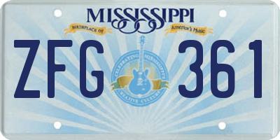 MS license plate ZFG361