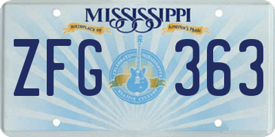 MS license plate ZFG363