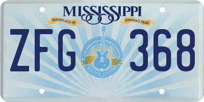 MS license plate ZFG368
