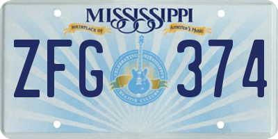 MS license plate ZFG374