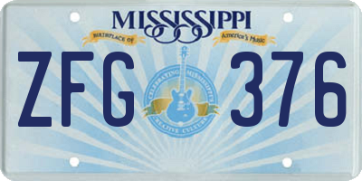 MS license plate ZFG376