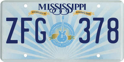 MS license plate ZFG378