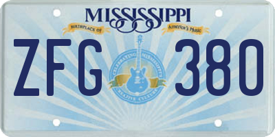 MS license plate ZFG380