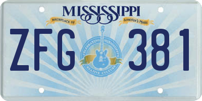 MS license plate ZFG381