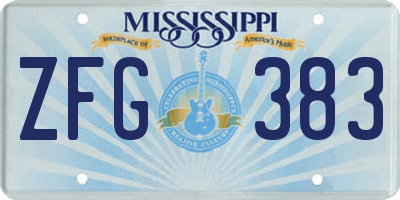 MS license plate ZFG383