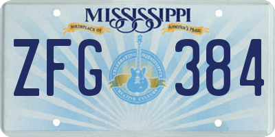 MS license plate ZFG384